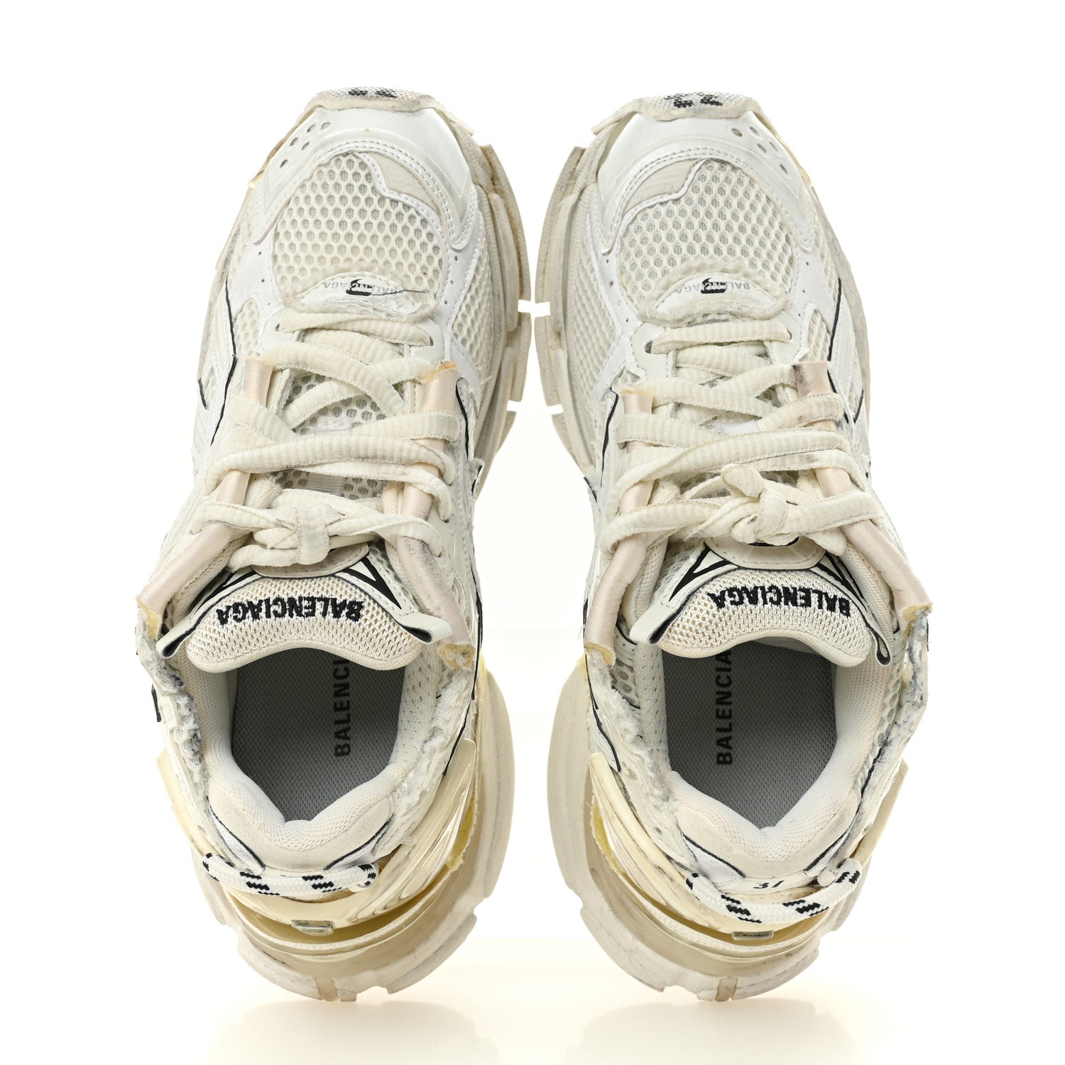 Balenciaga Mesh Rubber Monocolor Womens Runner Sneakers 37 White