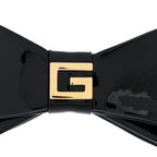Gucci Patent G Bow Choker Necklace Black Gold
