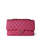 Chanel 23S Pink Caviar Quilted Classic Flap Medium Light Gold Hardware