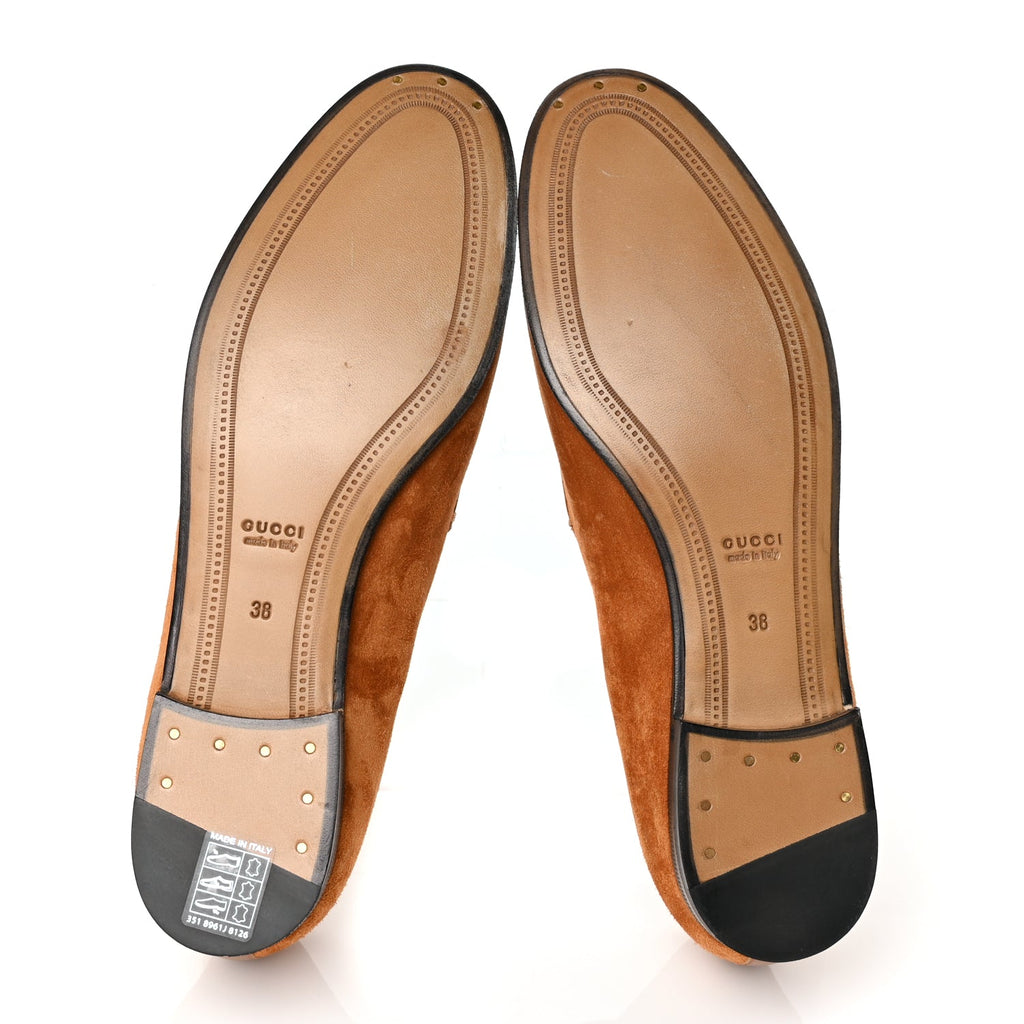 Gucci Suede Cachemire Malaga Kid Womens Jordaan Loafers 38 Blondie Cognac