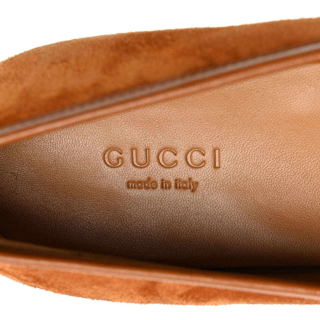 Gucci Suede Cachemire Malaga Kid Womens Jordaan Loafers 38 Blondie Cognac