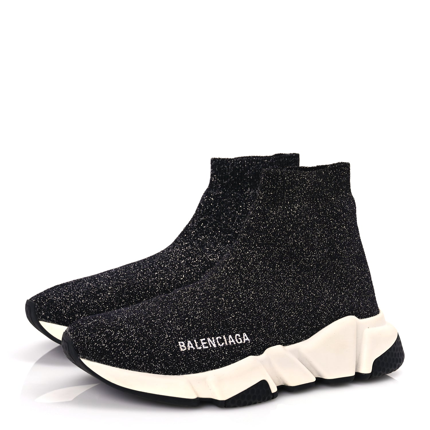 Balenciaga Knit Metal Womens Speed Sneakers 35 Black