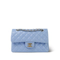 Chanel 21C Sky Blue Lambskin Quilted Classic Flap Small Light Gold Hardware
