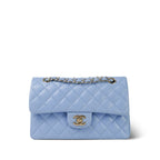 Chanel 21C Sky Blue Lambskin Quilted Classic Flap Small Light Gold Hardware