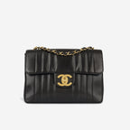 Chanel Vintage Chanel Mademoiselle Flap Bag - Black Vertical Lambskin | Gold Hardware
