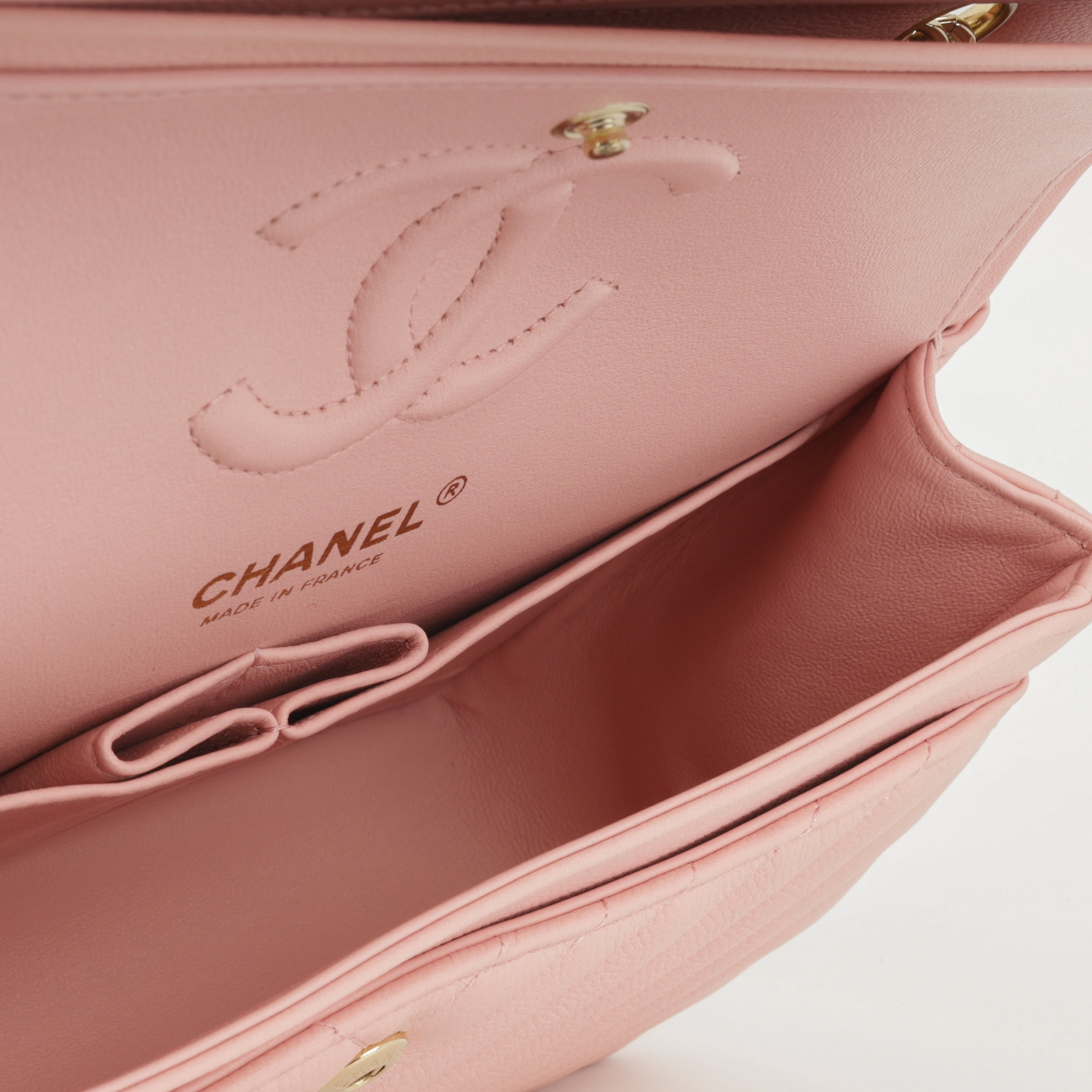Chanel Small Classic Flap - Matte Pink Chevron | Gold Hardware