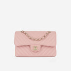 Chanel Small Classic Flap - Matte Pink Chevron | Gold Hardware