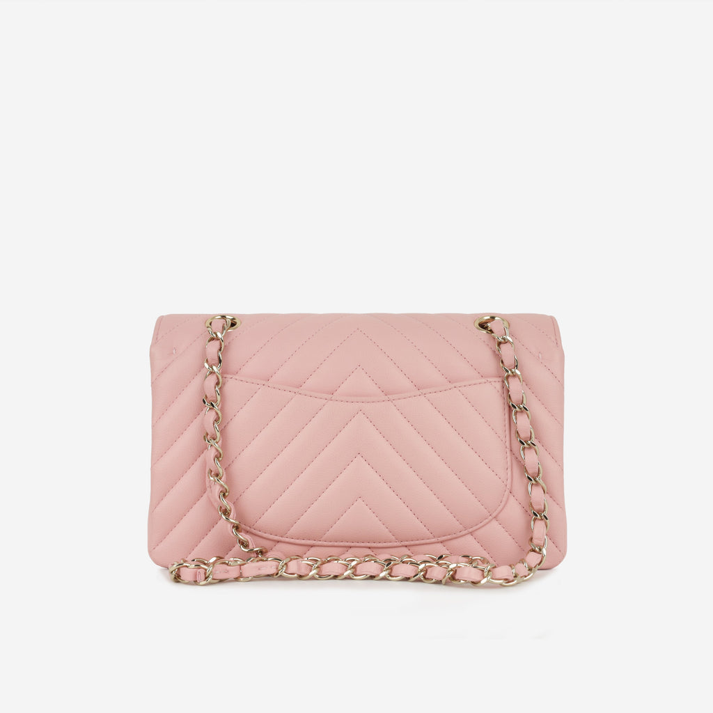 Chanel Small Classic Flap - Matte Pink Chevron | Gold Hardware