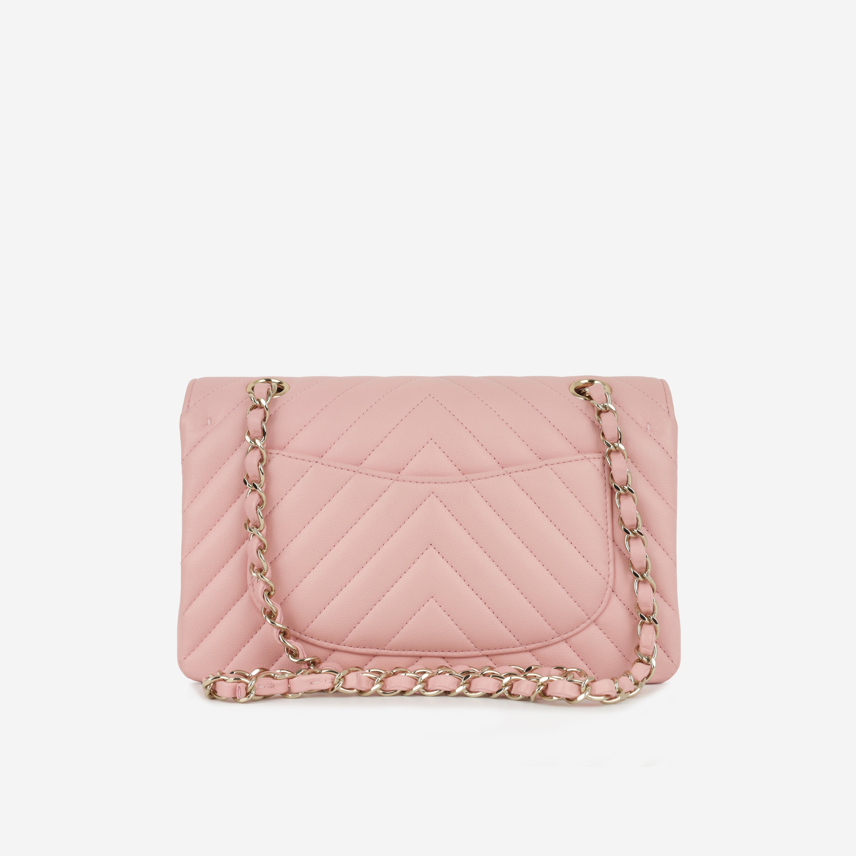 Chanel Small Classic Flap - Matte Pink Chevron | Gold Hardware