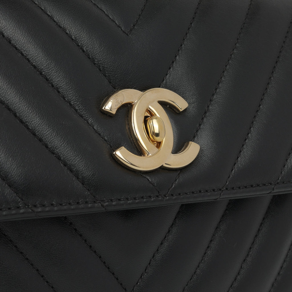 Chanel Small Trendy CC Flap Bag - Black Lambskin | Champagne Gold Hardware