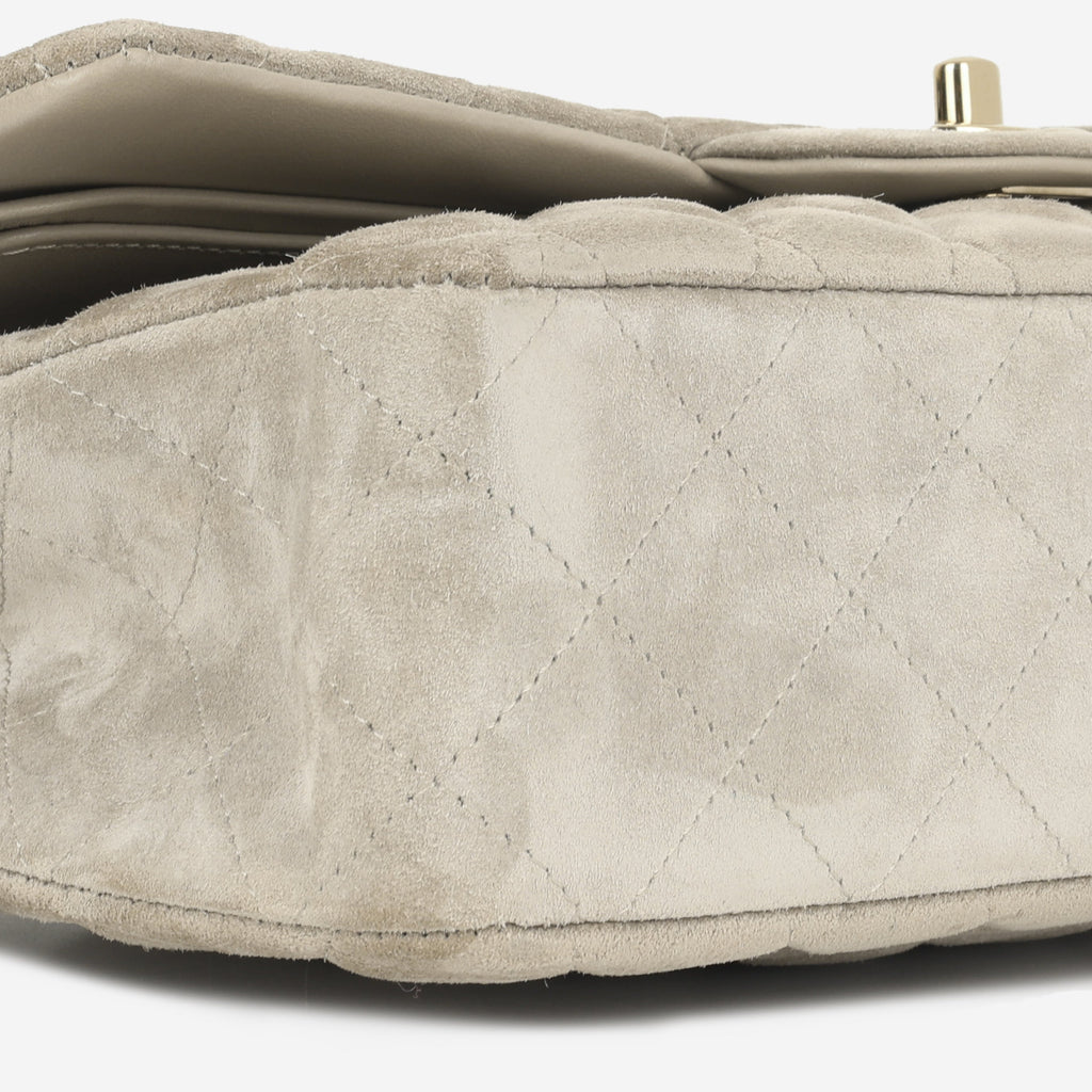 Chanel Medium Classic Flap - Mink Suede | Champagne Gold Hardware