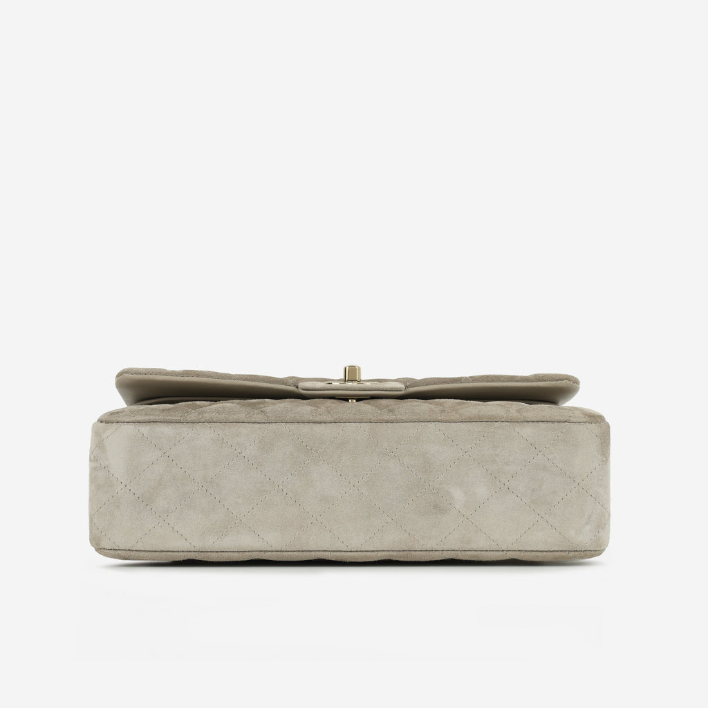 Chanel Medium Classic Flap - Mink Suede | Champagne Gold Hardware