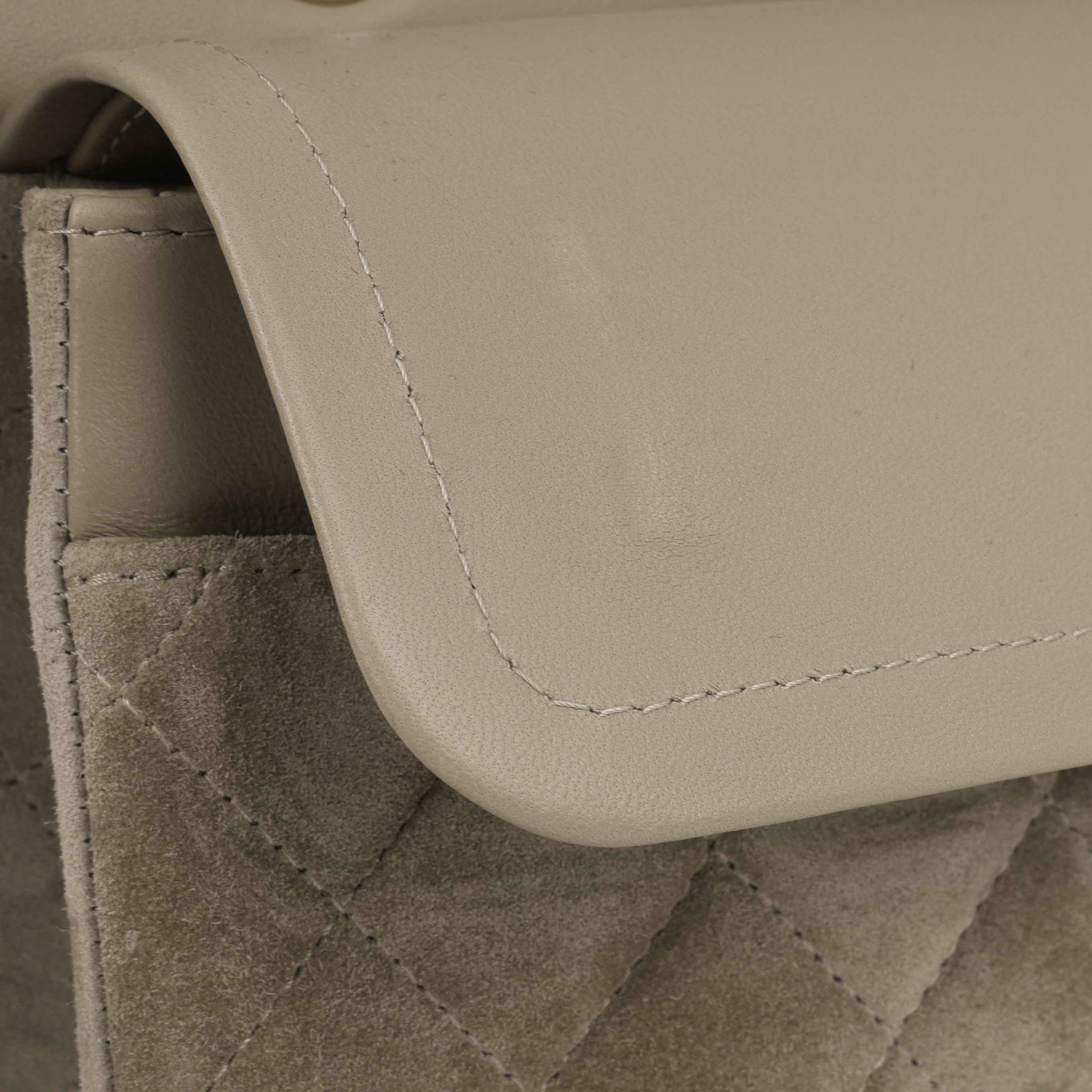 Chanel Medium Classic Flap - Mink Suede | Champagne Gold Hardware
