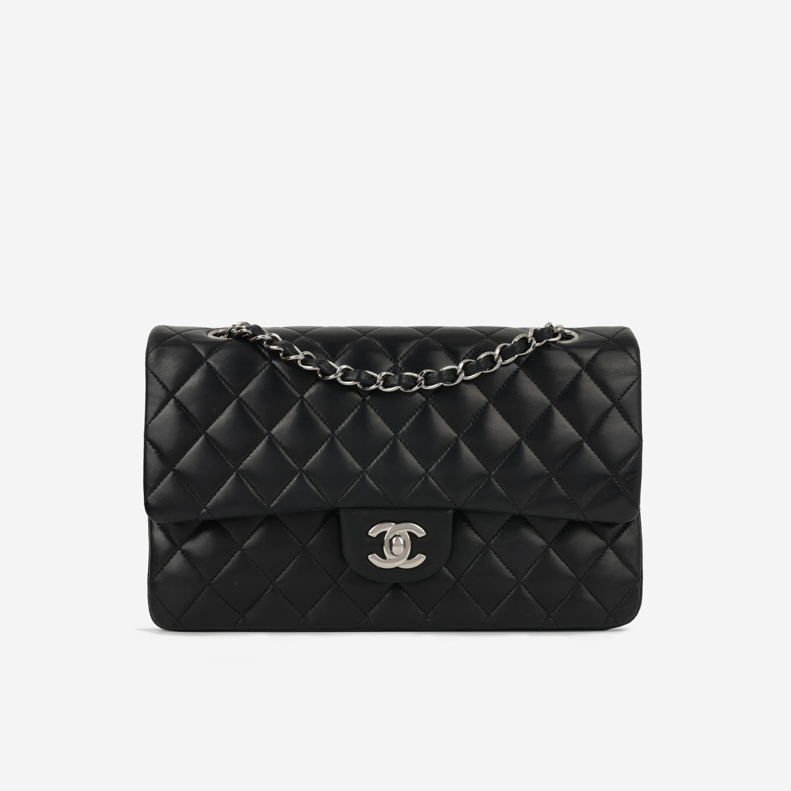 Chanel Medium Classic Flap - Black Lambskin | Silver Hardware