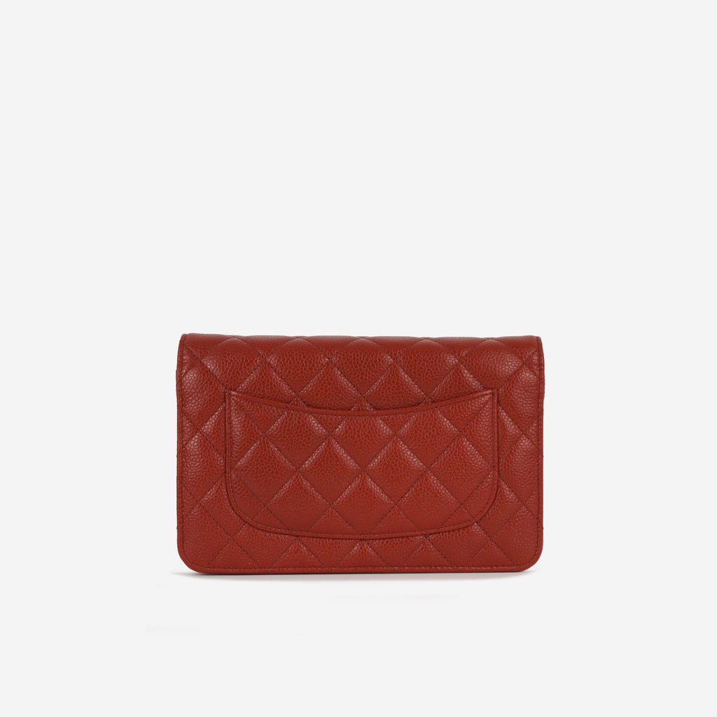 Chanel Classic Wallet on Chain - Red Caviar | Silver Hardware