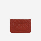 Chanel Classic Wallet on Chain - Red Caviar | Silver Hardware