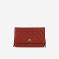 Chanel Classic Wallet on Chain - Red Caviar | Silver Hardware