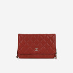 Chanel Classic Wallet on Chain - Red Caviar | Silver Hardware