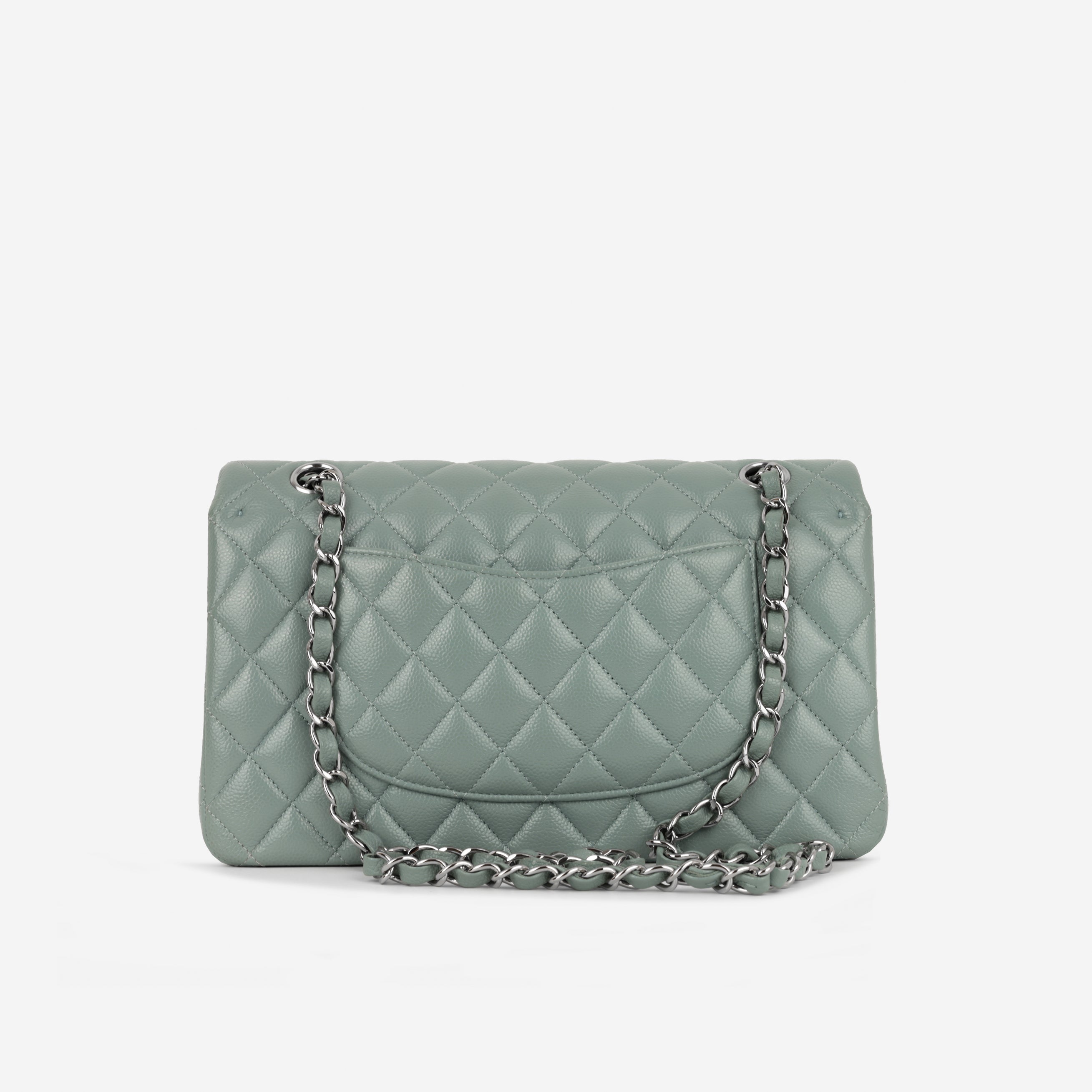 Chanel Medium Classic Flap - Sage Green Caviar | Silver Hardware