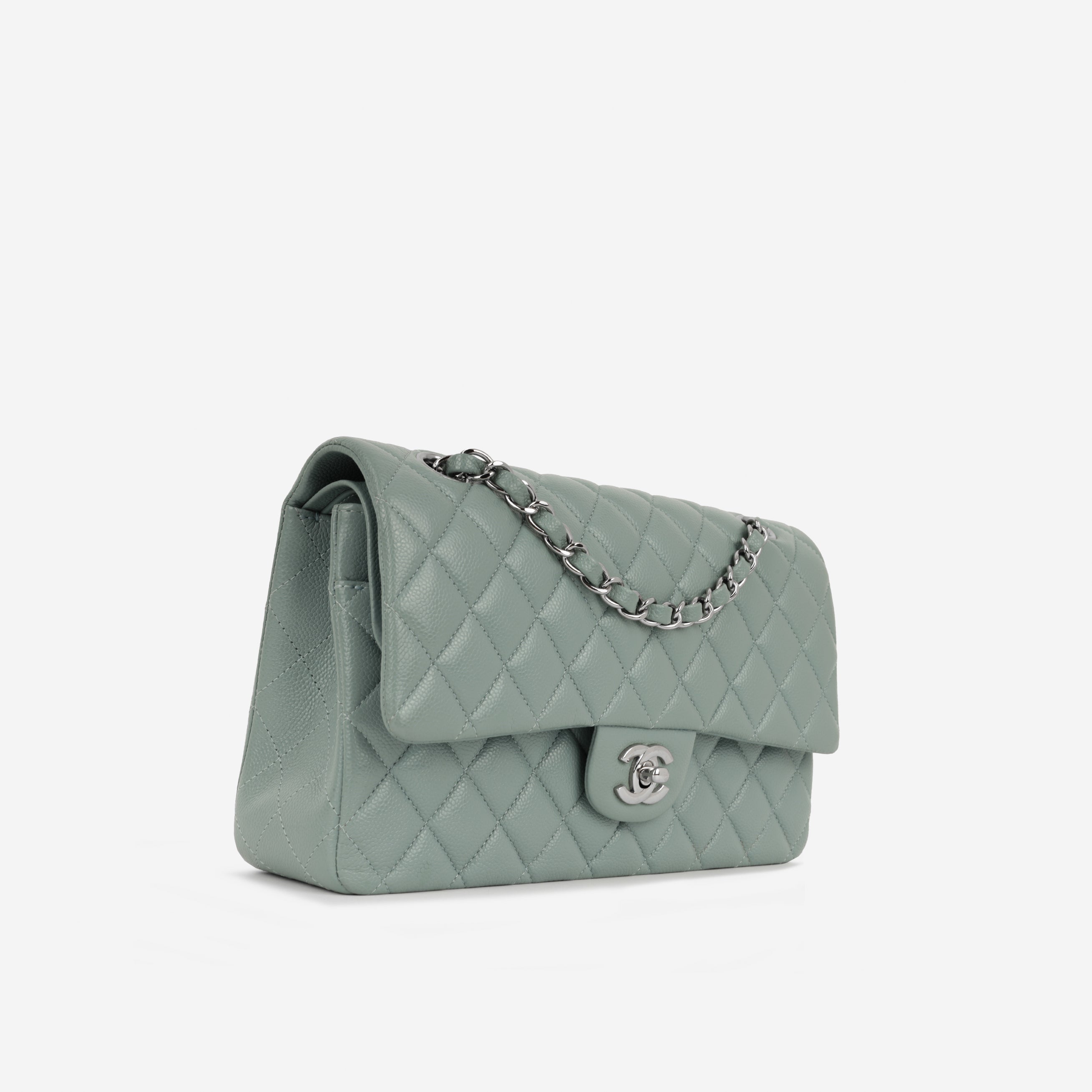 Chanel Medium Classic Flap - Sage Green Caviar | Silver Hardware
