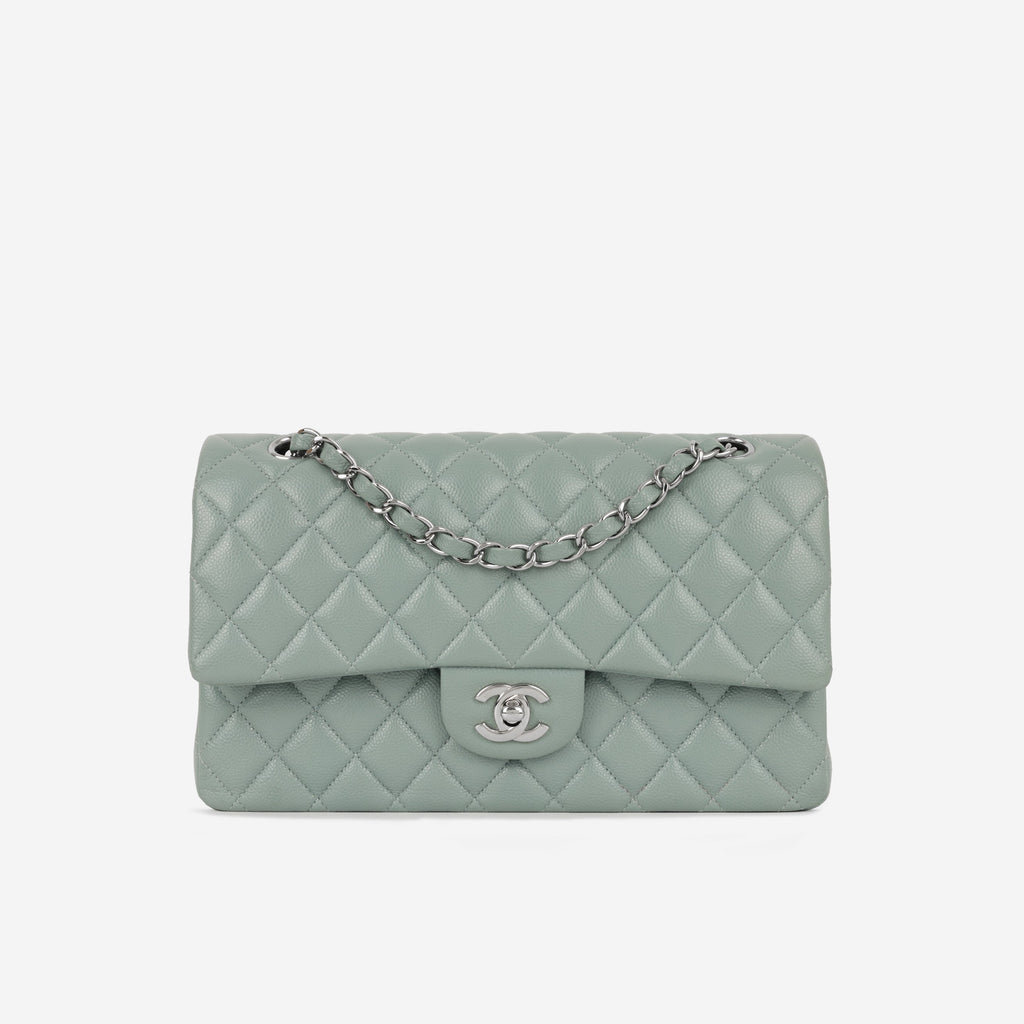Chanel Medium Classic Flap - Sage Green Caviar | Silver Hardware