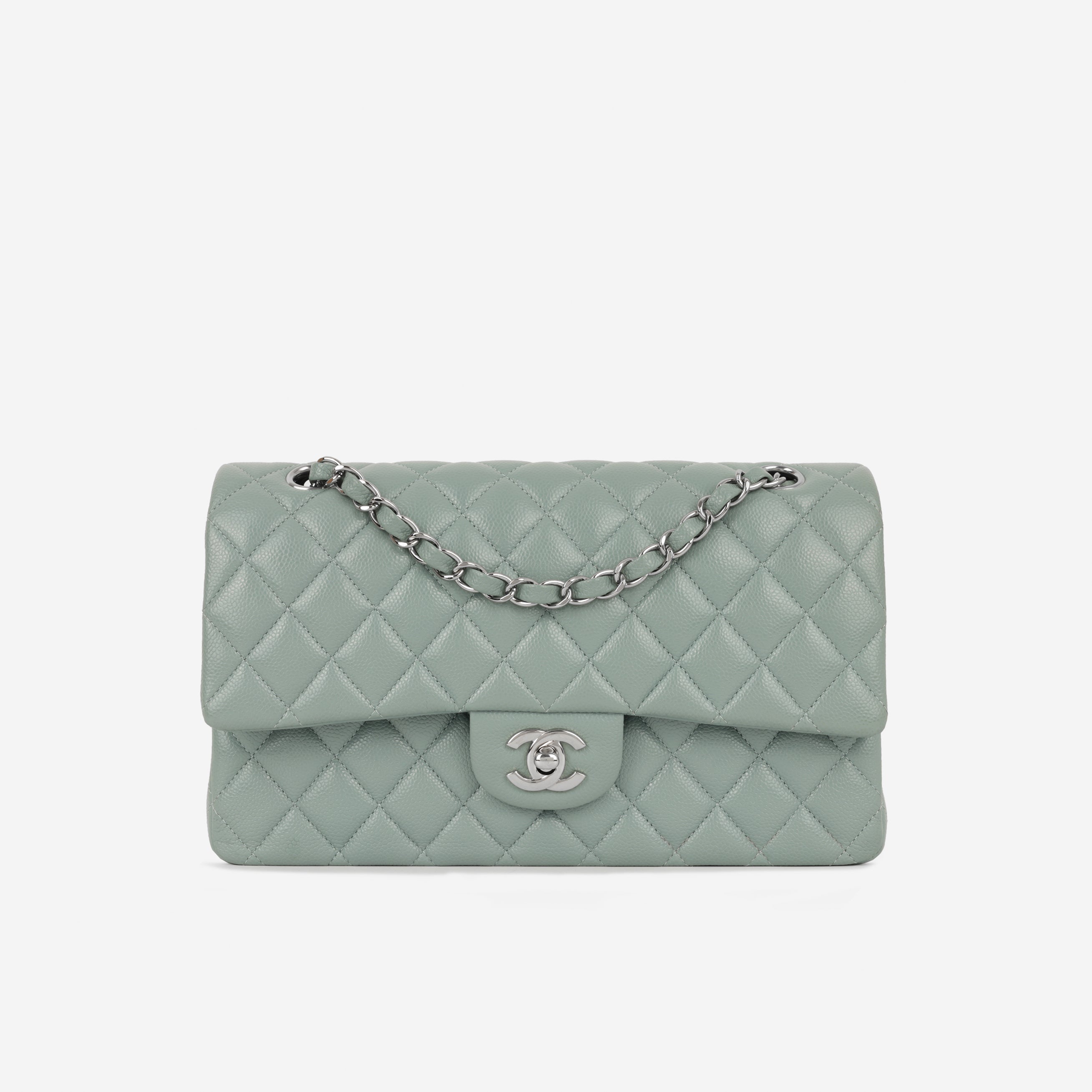 Chanel Medium Classic Flap - Sage Green Caviar | Silver Hardware