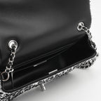 Chanel Mini Rectangular - Black / White Sequin | Silver Hardware