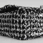 Chanel Mini Rectangular - Black / White Sequin | Silver Hardware