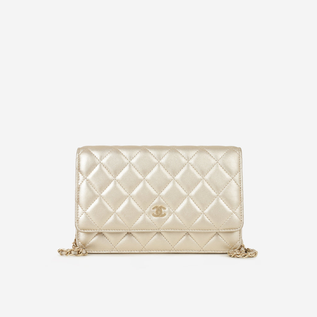 Chanel Classic Wallet on Chain - Champagne Metallic | Champagne Gold Hardware