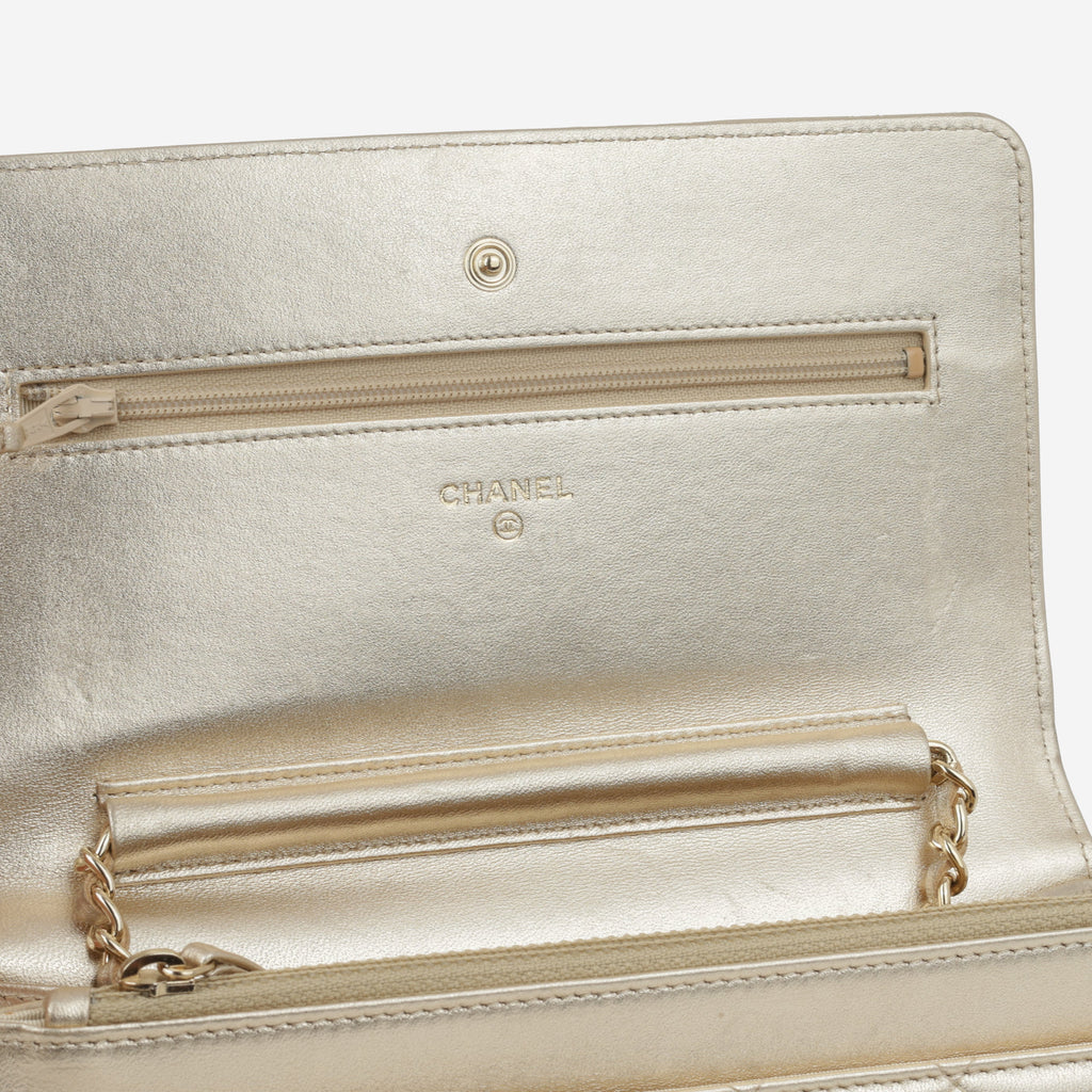 Chanel Classic Wallet on Chain - Champagne Metallic | Champagne Gold Hardware