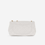 Chanel Mini Rectangular Camellia Crush - White Lambskin | Antique gold Hardware