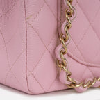 Chanel Small Double Classic Flap - Rose Fonce Caviar | Champagne-Gold Hardware