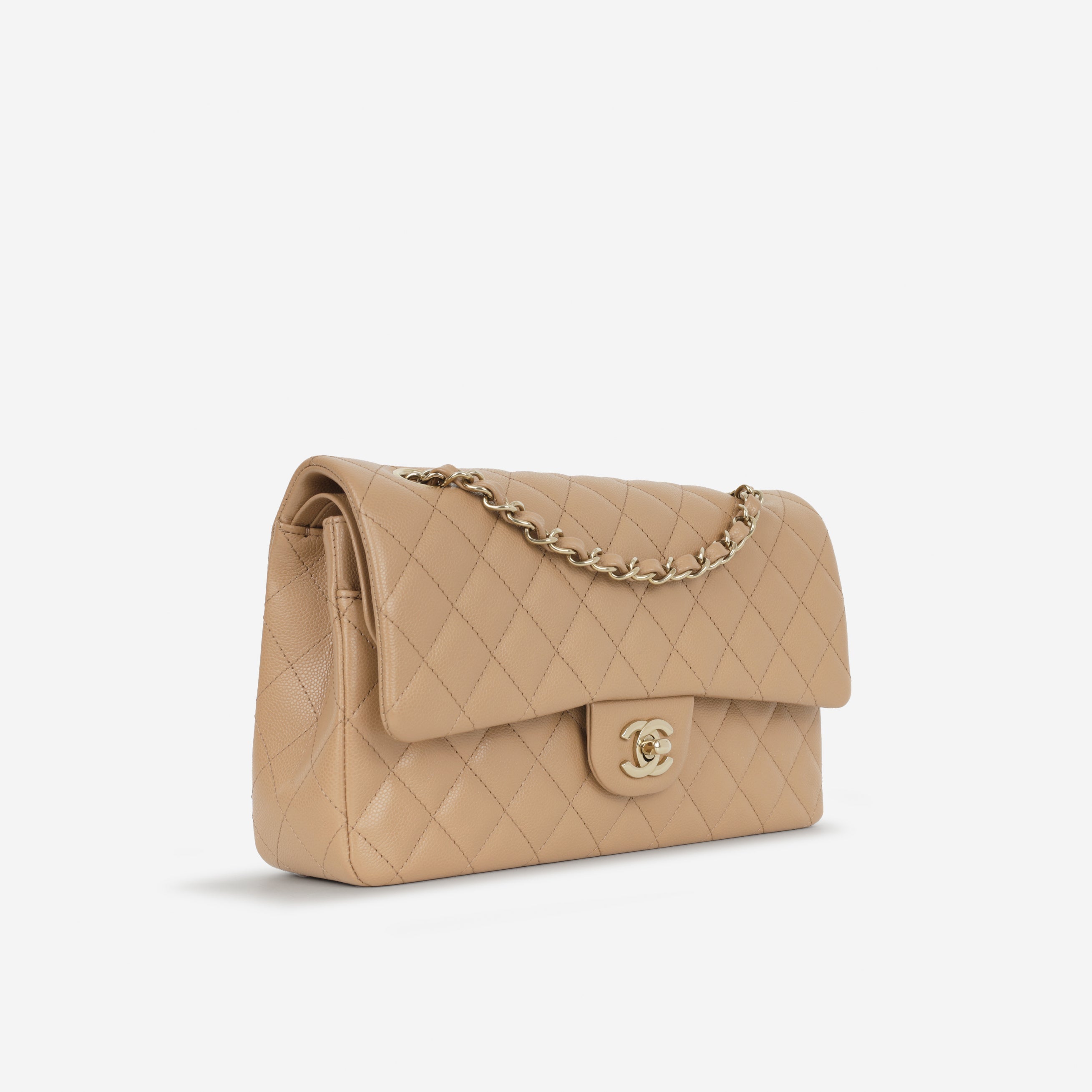 Chanel Medium Classic Flap Caramel Caviar | Champagne Gold Hardware