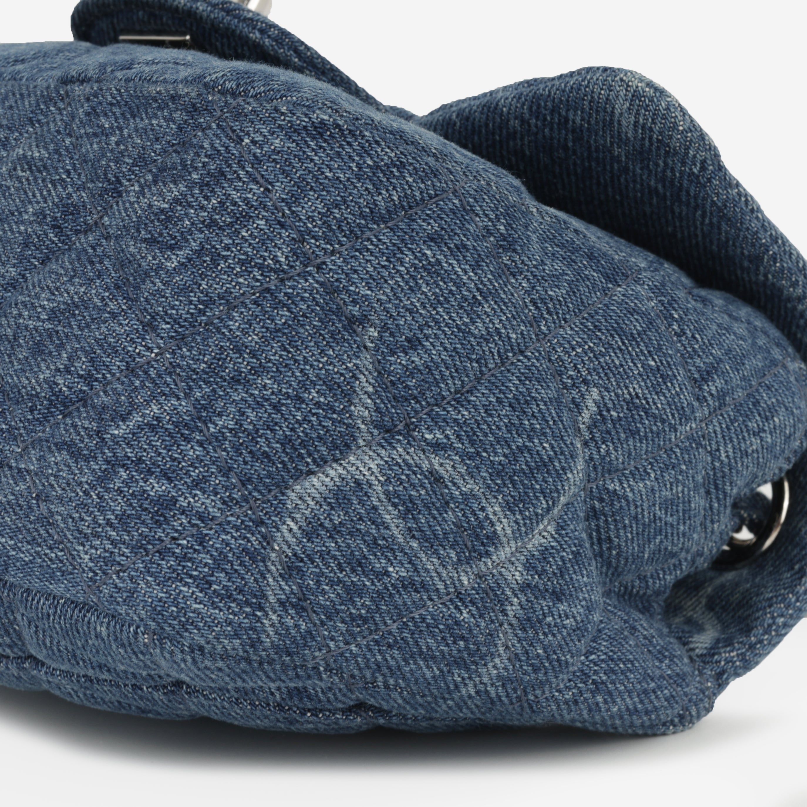 Chanel Mini CC Logo Square Flap - Blue Denim | Silver Hardware