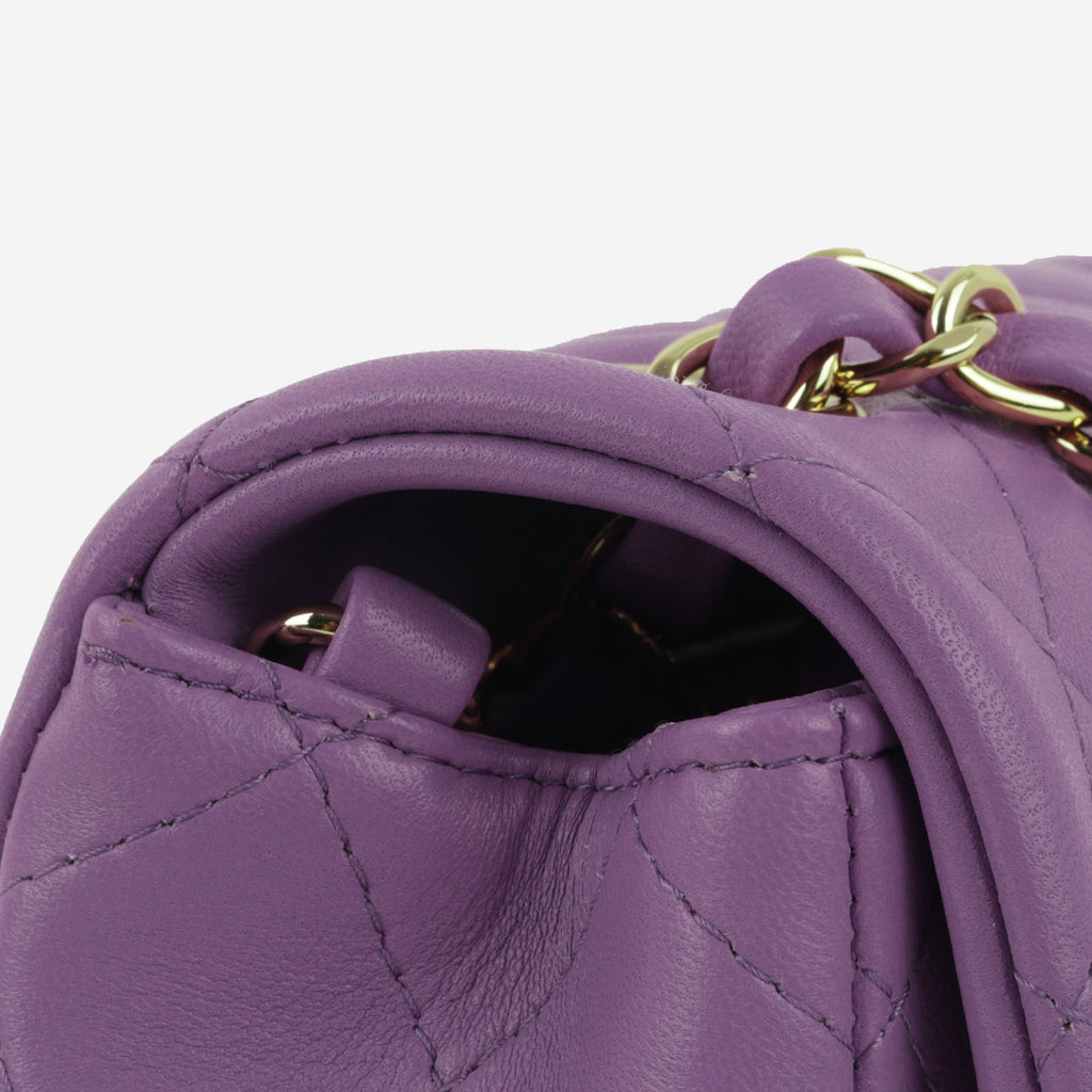 Chanel Mini Flap Rectangular - Purple Lambskin | Champagne Gold Hardware