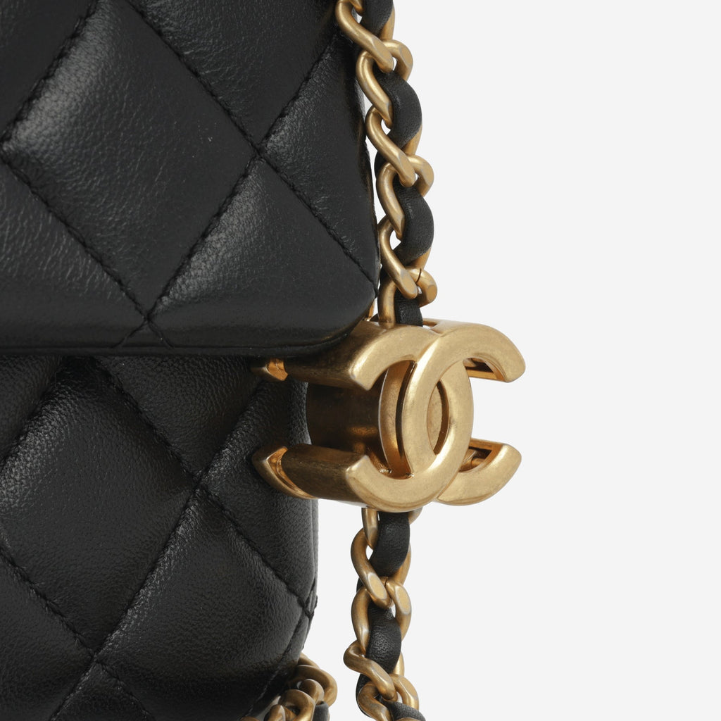 Chanel Mini Flap Rectangular - Black Shiny Lambskin | Gold Hardware