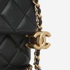 Chanel Mini Flap Rectangular - Black Shiny Lambskin | Gold Hardware