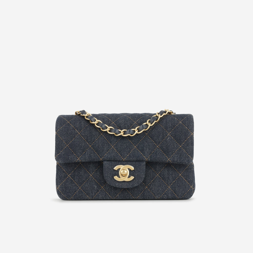 Chanel Mini Flap Rectangular - Indigo Denim | Gold Hardware