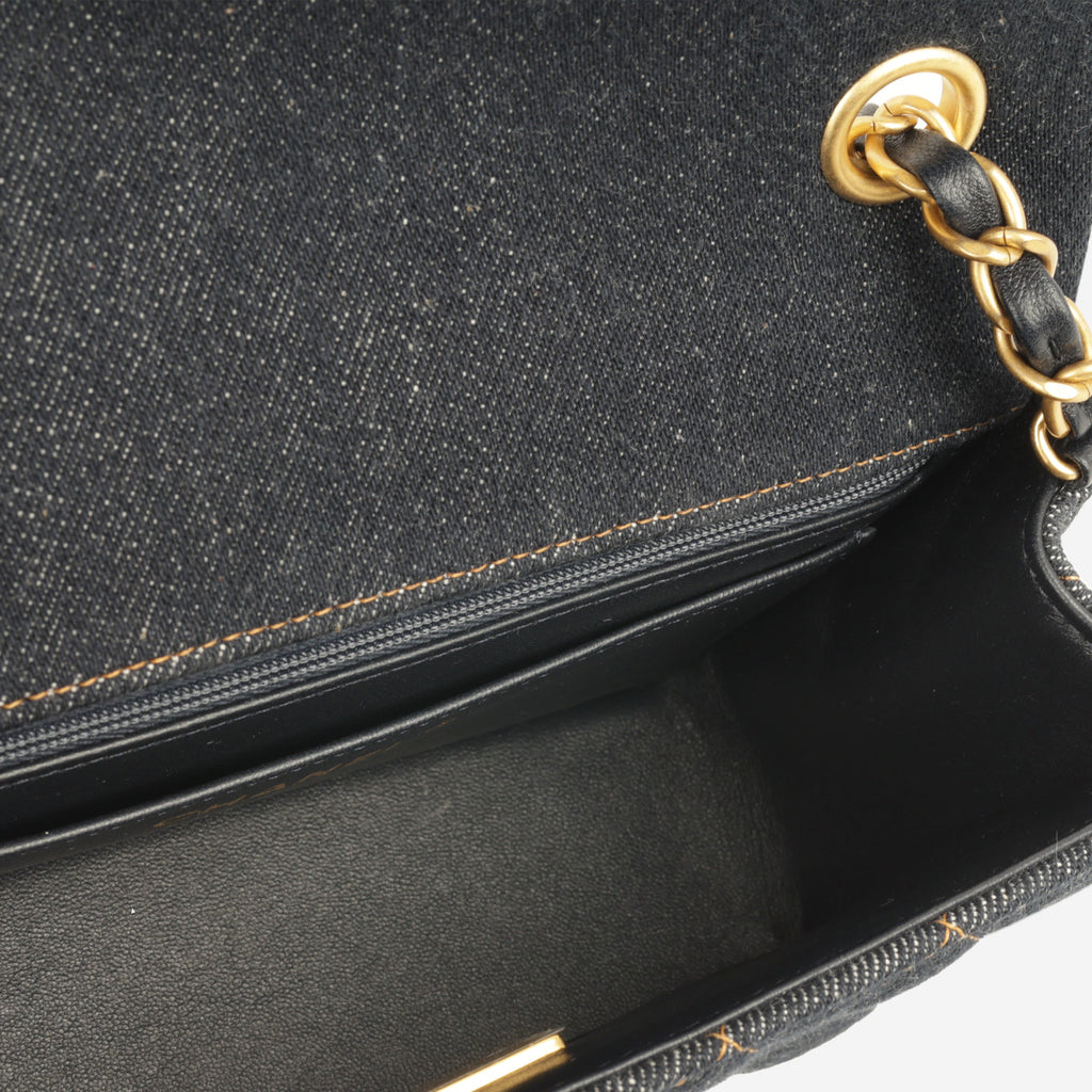 Chanel Mini Flap Rectangular - Indigo Denim | Gold Hardware