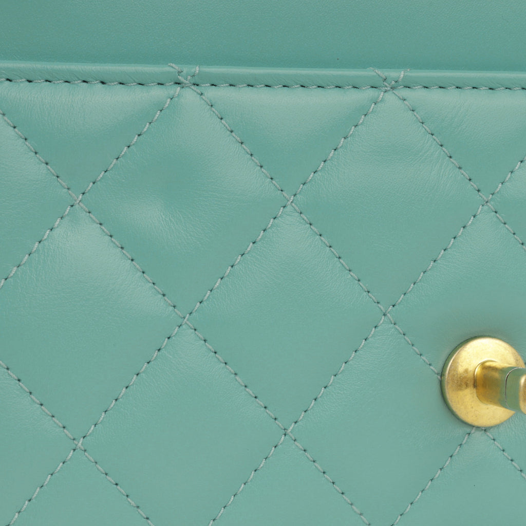 Chanel Crush Charm Wallet on Chain - Turquoise Calfskin | Gold Hardware