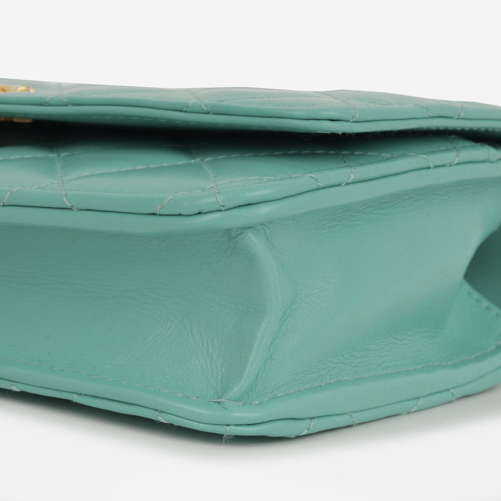 Chanel Crush Charm Wallet on Chain - Turquoise Calfskin | Gold Hardware