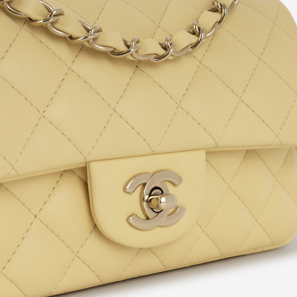 Chanel Mini Flap Rectangular - Baby Yellow Lambskin | Champagne Gold Hardware