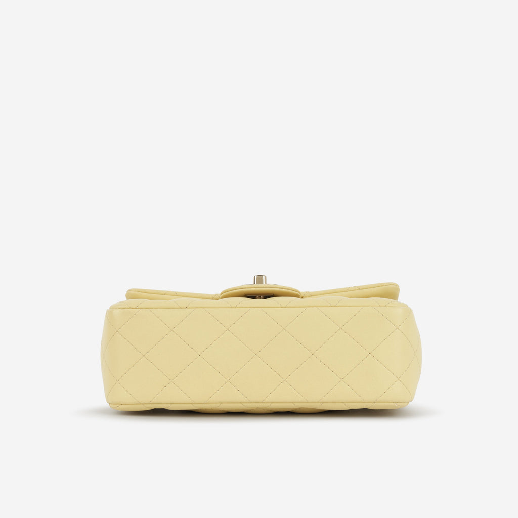 Chanel Mini Flap Rectangular - Baby Yellow Lambskin | Champagne Gold Hardware