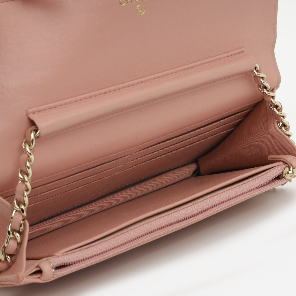 Chanel Classic Wallet on Chain - Pink Lambskin | Champagne Gold Hardware