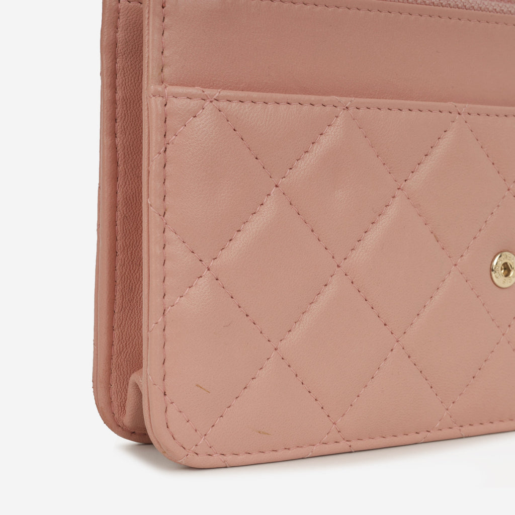 Chanel Classic Wallet on Chain - Pink Lambskin | Champagne Gold Hardware