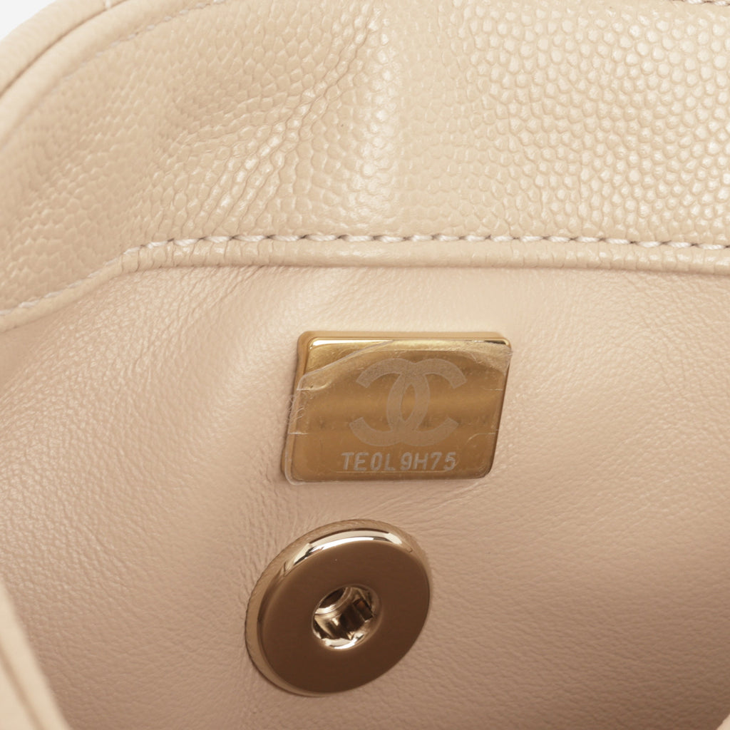 Chanel Small Coco Handle - Ecru Caviar | Champagne Gold Hardware