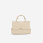 Chanel Small Coco Handle - Ecru Caviar | Champagne Gold Hardware