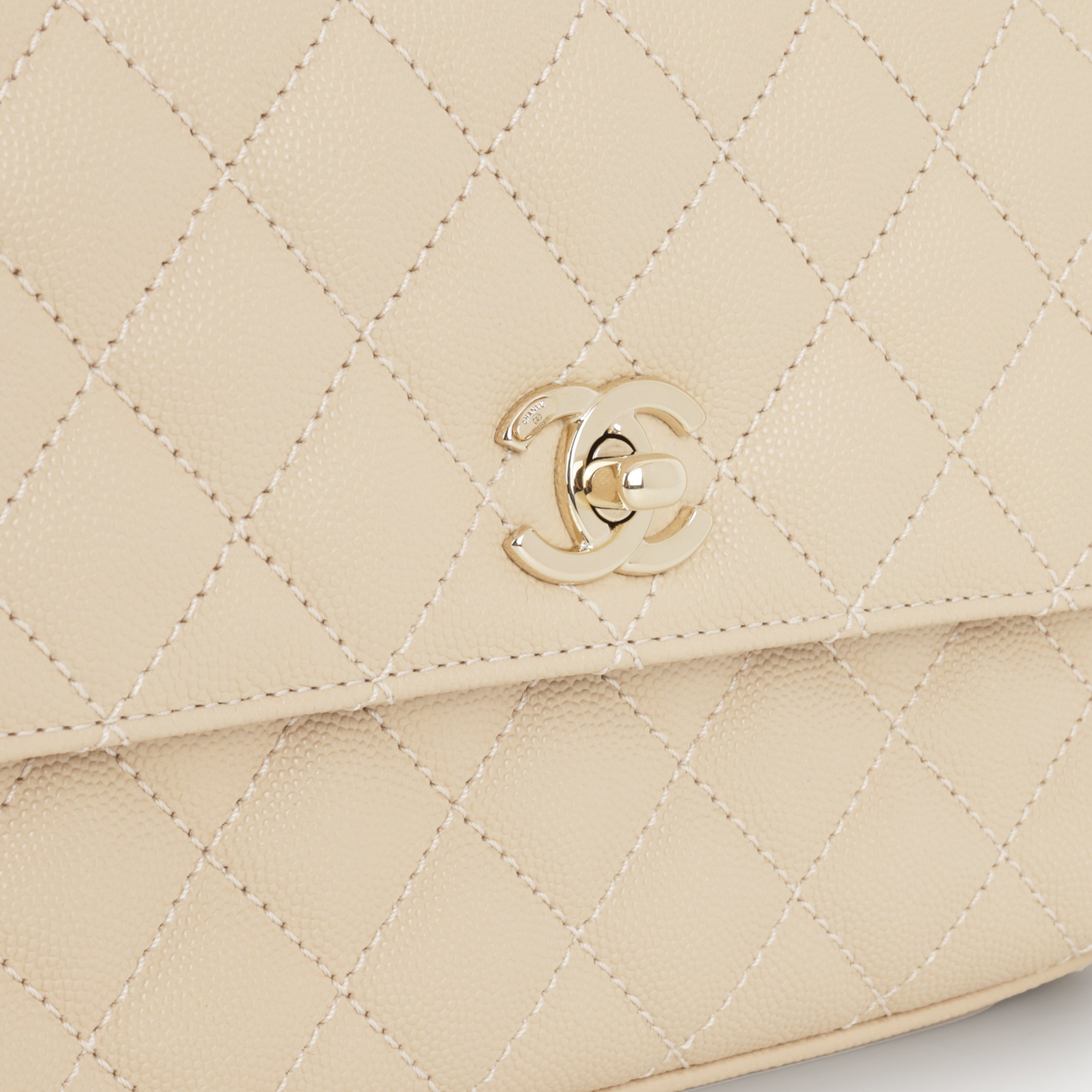 Chanel Small Coco Handle - Ecru Caviar | Champagne Gold Hardware