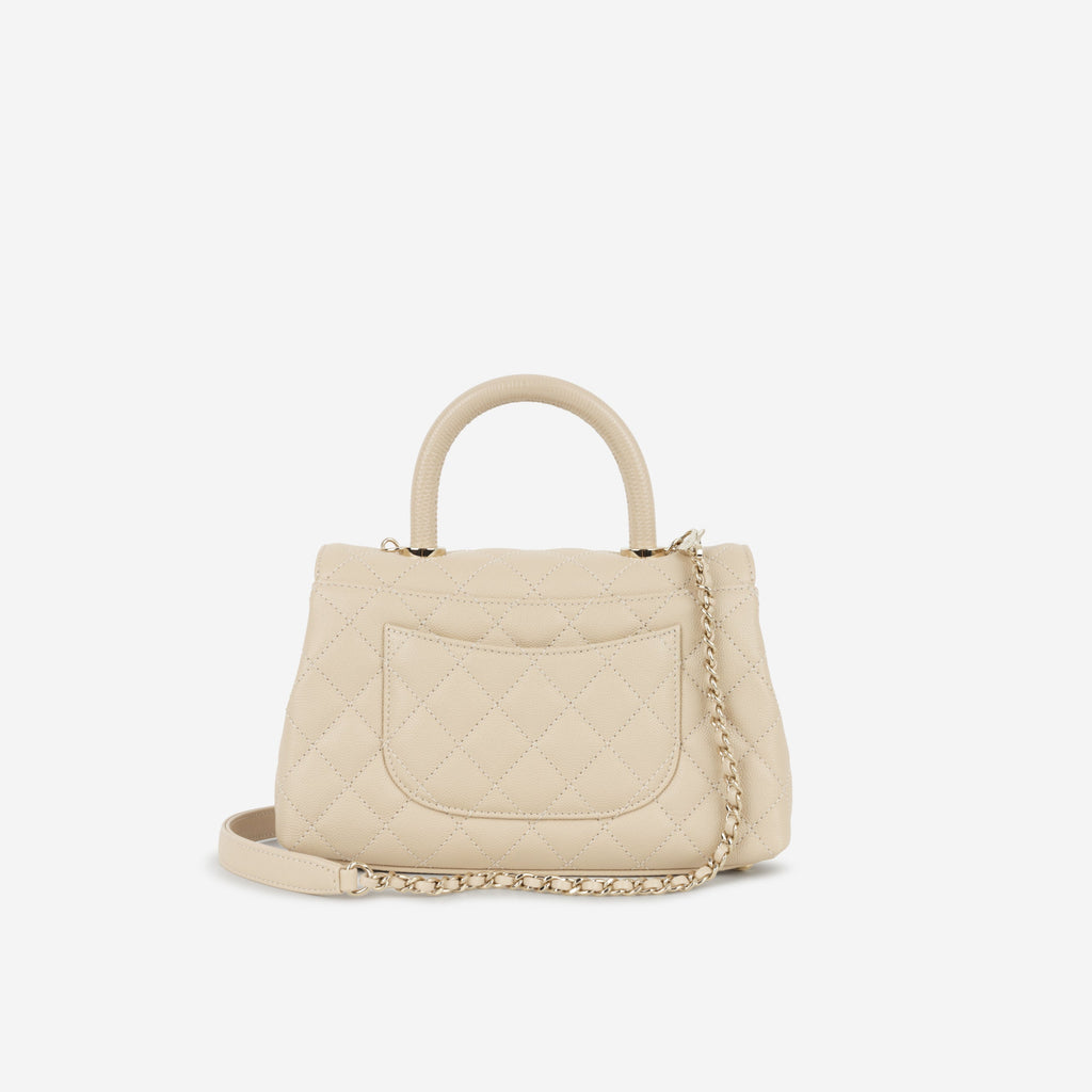 Chanel Small Coco Handle - Ecru Caviar | Champagne Gold Hardware