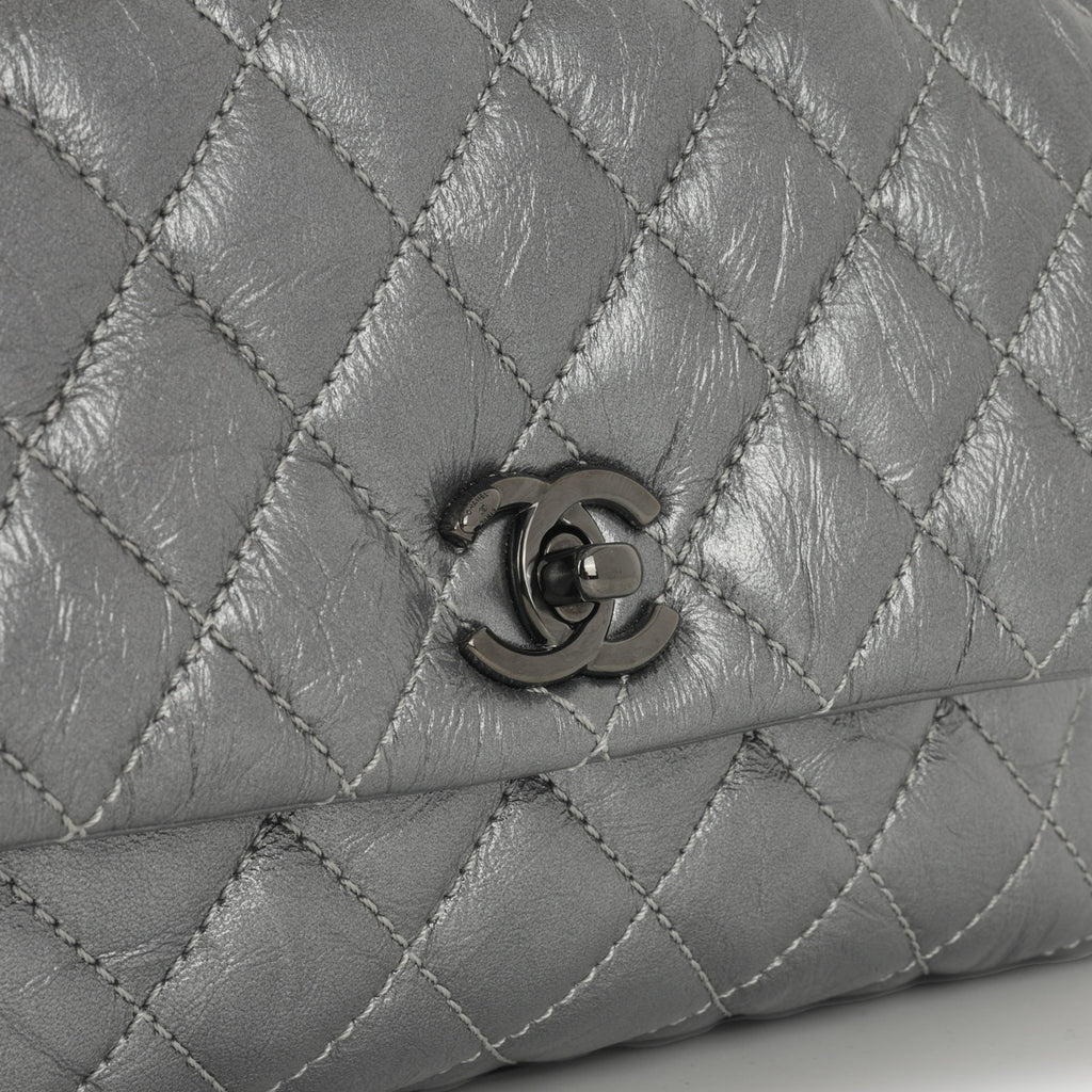 Chanel Small Coco Handle - Graphite Metallic Calfskin | Black Hardware